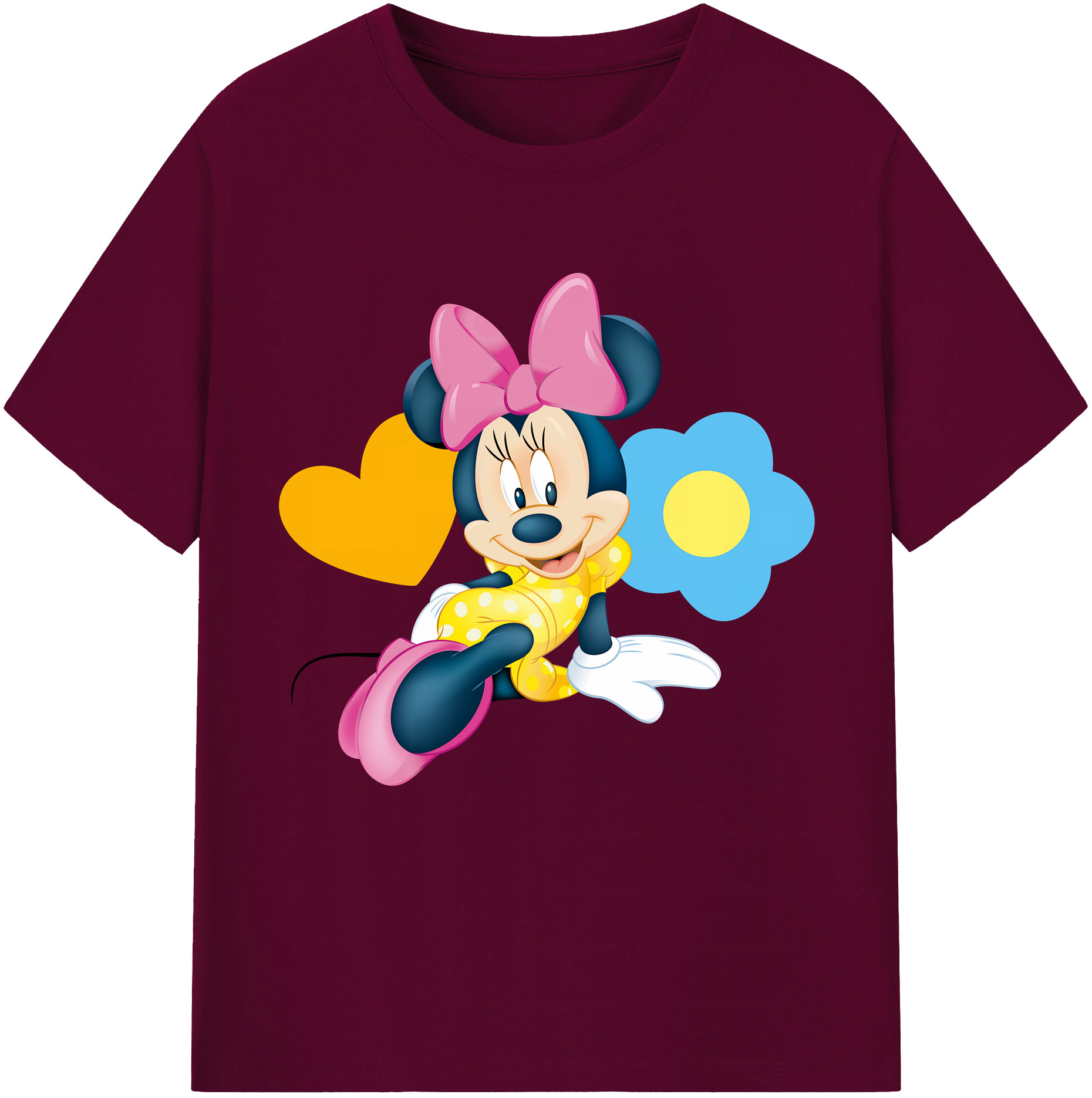 （画像用） ミッキーマウス Mickey Mouse レディースカジュアルプリントTシャツ（綿100％）